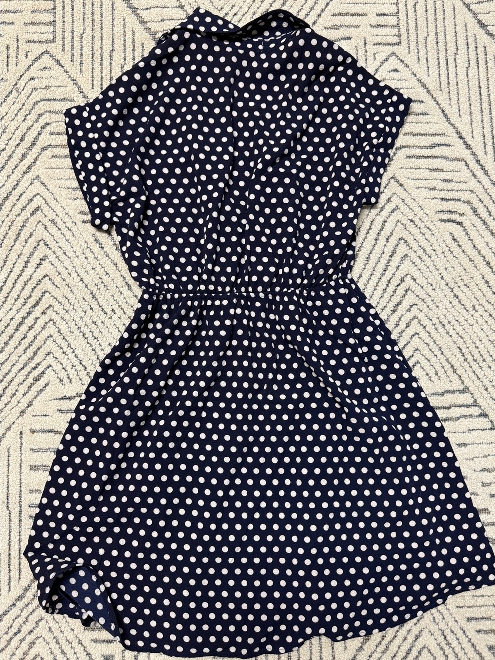 Monteau Navy and White Polka Dot Shirt Dress - Picture 3 of 7